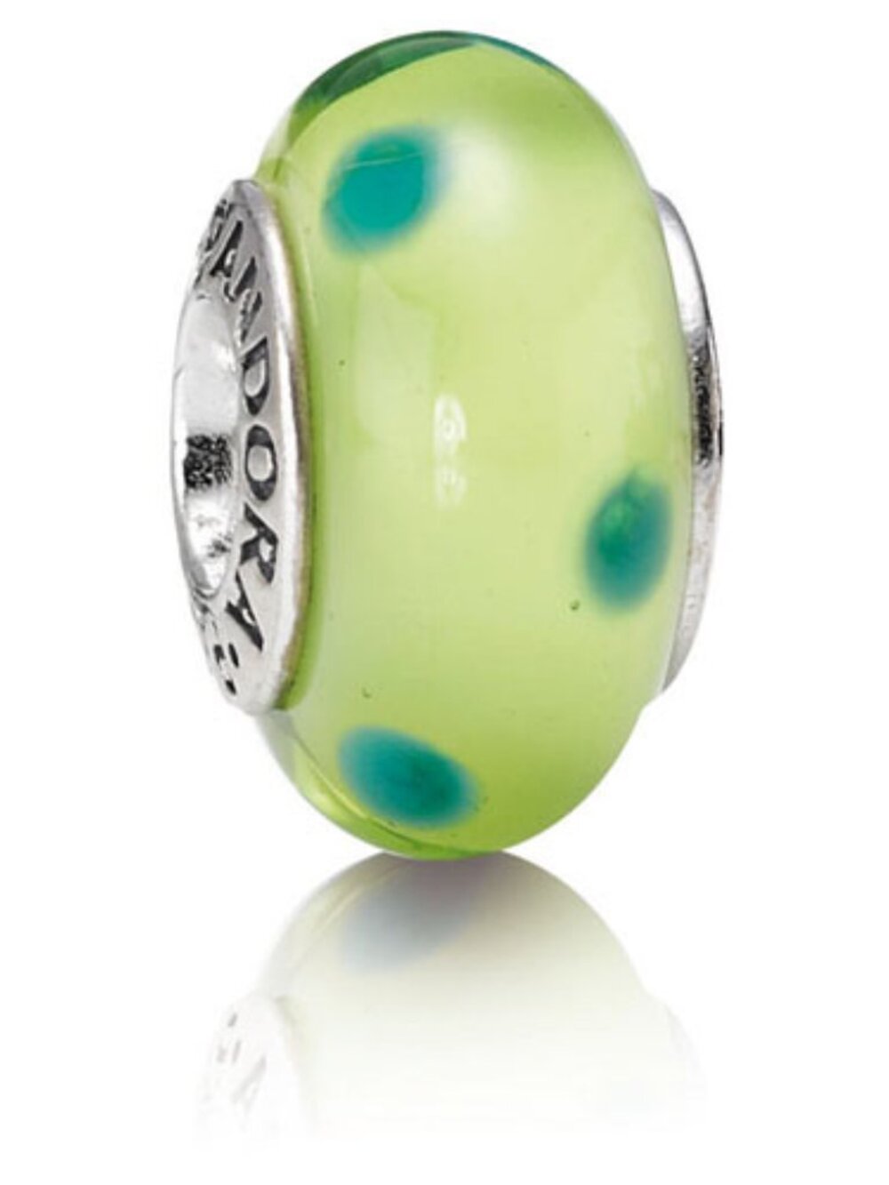 Authentic Pandora Green Polka Dots Charm – 790613 Retired Murano - Picture 7 of 7